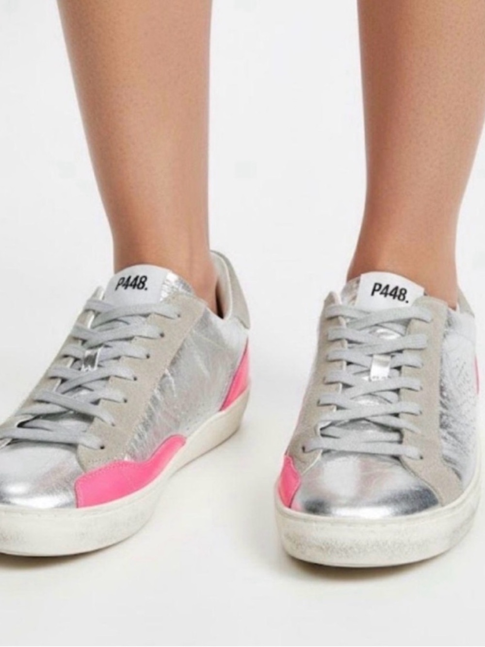 P448 Silver and Pink Women's Sneakers